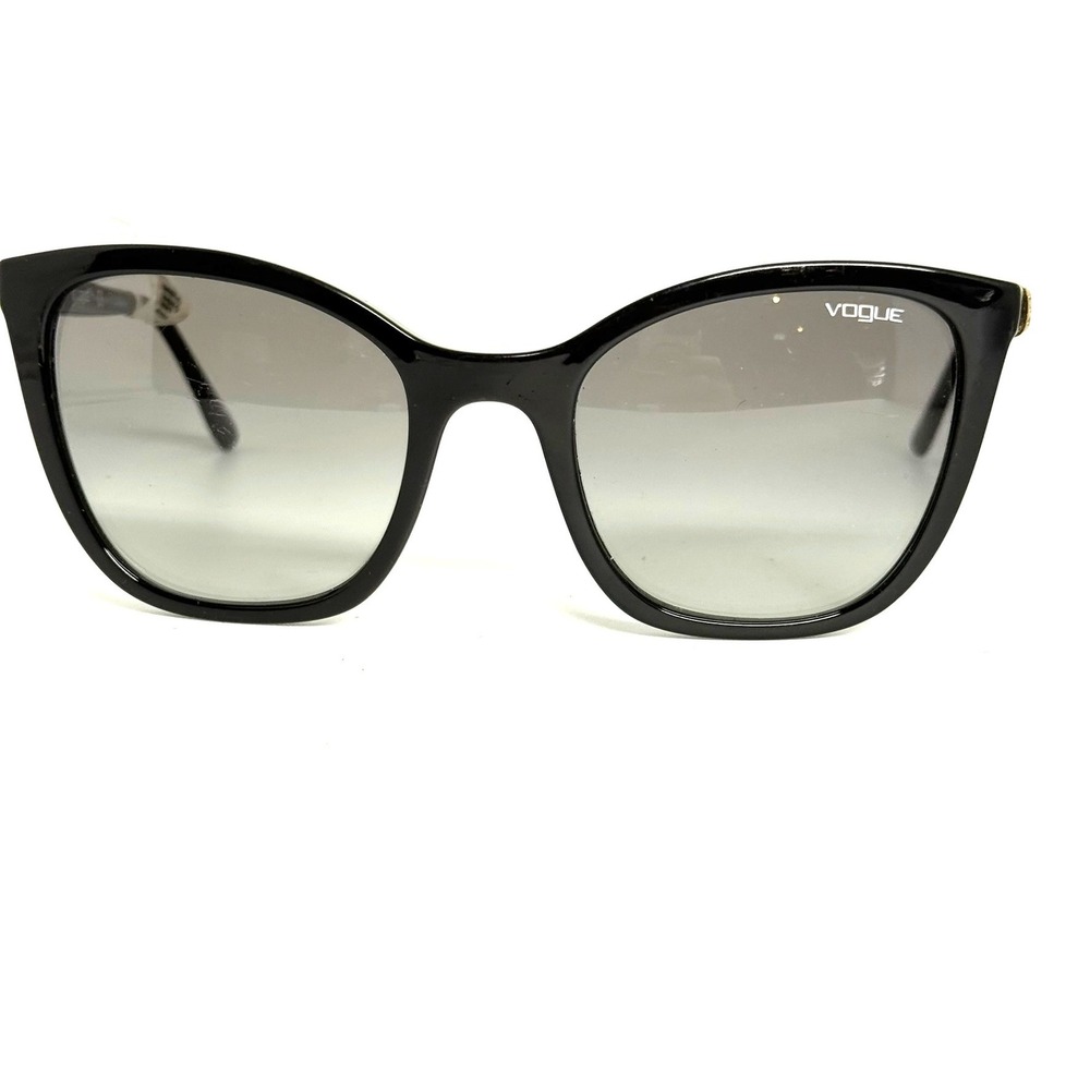 Vogue VO 5243-SB Black Cat Eye Sunglasses Gold Hardware Grey Gradient Lenses